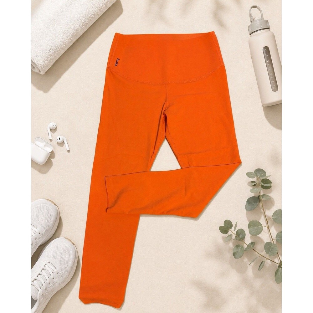 Fanka Womens Orange High Rise Leggings Yoga Workout Athletic Pants